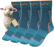 [Towintec] 2 Pairs Merino Wool Hiking Socks Men & Women Outdoor Trekking Socks Thermal Socks Cotton Compression Socks Breathable Padded Running Socks Thermal Stockings Sports Socks