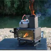 Outdoor Mini Tent Wood Stove With Chimney Winter Camping Wood Burning Stove New