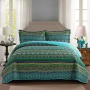 NEWLAKE Cotton Bedspread Quilt Sets-Reversible Patchwork Coverlet Set, Myster...