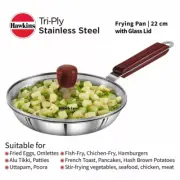 Hawkins Stainless Steel Induction Compatible Frying Pan with 1 Litre Glass Lid
