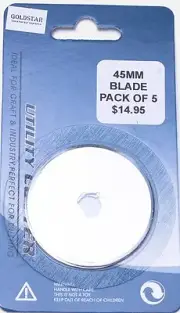 Rotary Cutting Blades for Olfa-Fiskars-Dritz 45 mm 5 pieces economy value pack