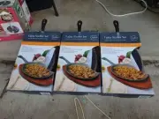 (3) Crofton - Fajita Sizzler Sets - Cast Iron Pan with Long Wood Trivet