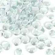12 OZ Flat Glass Pebbles for Vase, Vase Filler Beads, Tank Rocks,Small Flat Marbles, Aquarium Pebbles,Clear Gem Stones for Home Decorative Art Craft