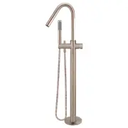 Round Pinless Freestanding Bath Spout &amp; Hand Shower, Champagne
