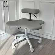 Ergonomic Cross Legged Office Chair with Wheels,Height Adjustable (Grey)