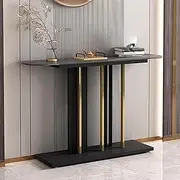 HOLGVE Console Table, Contemporary Accent Sofa Table, Narrow Entryway Table, Rock Board Behind Couch Table, Hallway Foyer Table for Living Room, Dinning Room(Black,55.1inch/140cm)