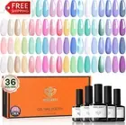 Modelones 36 Pcs Gel Nail Polish Kit, Dreamy Macaroon Pastel Gel Polish Colors S