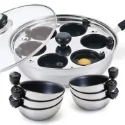 Poached Egg Maker Stainless Steel Egg Poacher Pan Food Grade Safe PFOA Free w...