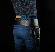 LEATHER WESTERN DOUBLE .44/45CAL HANDGUN HOLSTER RIG COWBOY SASS