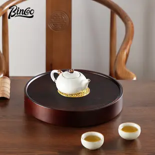 BINCOO 茶盤 家用實木小型茶托盤 幹泡茶托 儲蓄水圓形茶海 茶具