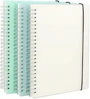 3 Pack A5 Spiral Bullet Dotted Journal with 120gsm Thick Paper, Dot Grid Spiral Notebook with Plastic Hardcover and Elastic Band Closure, 80 Sheets Per Pack 5.7X 8.3 inches