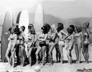 Vintage 1960s Bikini Contest Beauty Line up Reproduction Photograph