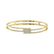 10k Yellow Gold Lab Grown Diamond Fashion Bangle Bracelet For Women 7.5"