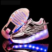 [Jiangym] Skating Shoes CD02 LED Rechargeable Single Wheel Wing Roller Skating Shoes, Size : 39 (Black) Skating Shoes (Color : Pink)