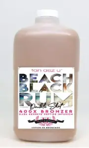 Tan Asz U BEACH BLACK RUM Double Shot 400X Bronzer 64oz w/ Pump Tanning Lotion