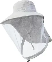 Bees Keeping Hat Veils Hat Nylon Portable Beekeeper Hat Face Protection for Fishing Equipment Backpacking Outdoor Sports, Light Gray