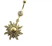 [Artist Unknown] Ancient Gold Sun Belly Button Ring,Sun Navel Ring,Belly Button Jewelry, Stainless Steel Belly Button Ring,Belly Button Piercing