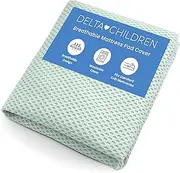 Delta Children Breathable Crib Mattress Pad Cover - 100% Breathable Mattress Pad Cover for Cribs - Elastic Edges for Secure, Universal Fit - Machine Washable - 1 Pack, Green