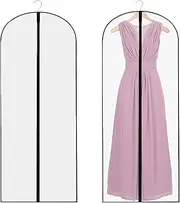 [Qianeffort] Long Dress Bags Covers,2 PCS Dress Bags Covers Long,Garment Covers Translucent with Zip Waterproof Dustproof,Dress Covers Garment bags Full Length for Long Dress Shirts Suits Jackets Coats Storage