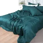 Bedding Set 4 Pcs Luxury Pure Linen Duvet Cover Flat Sheet 2 Pillow Shames Plain