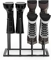 DIYIIRON Free Standing Shoe Racks -Metal Boot Rack for Tall Boots Storage 4 Pairs,Shoe Storage Organizer for Dorm Room, Entryway, Bedroom, Stainless Steel Boot Racks (Small Size-16 inch)