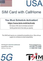 TSIM T-Mobile 1 month Prepaid SIM Card, Unlimited 5G Data, Local Calls, SMS & International Calls to 70 countries