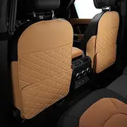 TAIKOO Kick Mats Back Seat Protector + Large Capacity Pocket Storage Organizer, Backseat Car Organizer,Preventing the Impact of Children Stepping on the Seat Backrest,black 2 pcs (Brown)