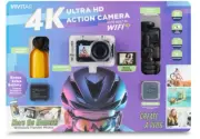 Vivitar 4K Ultra HD Action Camera Kit, Dual Screen, Wifi, SD Card Motorcycle go