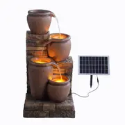 Teamson Home 30.71" 4-Tier Outdoor Solar Water Fountain with LED Lights