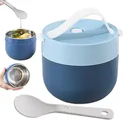 Insulated Soup Container - Hot Food Powder, Overpill Proof Lunch Jar | Soup Bowl with Spoon, Double Wall Thermal Pot, Heated Meal Cup for Home, Workplace, Outdoors, Reisep