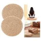 2Pack Knitted Straw Sitting Cushion Hand Woven Pouf Yoga Tatami Cushion