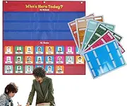 Helping Hands Pocket Chart - 72 Cards Classroom Attendance Chart,Classroom Management Pocket Chart for Preschool Supplies, Who is Here