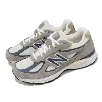 在飛比找Yahoo奇摩購物中心優惠-New Balance 休閒鞋 990 V4 男鞋 灰 深藍