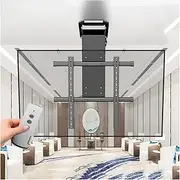 Motorized Ceiling TV Mount - Adjustable Ceiling TV Mount Bracket for 50-90 Inch TVs, Hidden Drop Down TV Lift with Auto Lifting, TV Stand with Remote Control and Switch Control