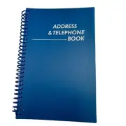 Address & Telephone Book With A-Z Tabs - Blue Spiral-Bound 8.5"x5.5" 8h
