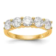 1.65ct. CZ Solid Real 14K Yellow Gold 5-Stone Wedding Band Ring