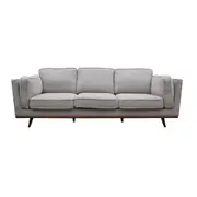 3 Seater Sofa Beige Fabric Modern Lounge Set for Living Room Couch with Wooden Frame