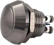 Momentary Push Button Switch, URTONE UR123, 1NO SPST DC/AC 36V 2A Stainless Steel Metal Shell Suitable for 12mm 1/2" Mounting Hole - Silver