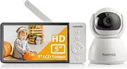 nannio New Comfy 5'' HD No WiFi Baby Monitor with Camera, IPS Display, 5000mAh Battery, 1000ft Long Range, Remote, Clear Night Vision, 2-Way Audio, Temp Sensor, Ideal Baby Gifts (nannio new Comfy 5'')