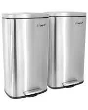 Elama Set of Two 30L Rectangular Stainless Steel Trash Bins