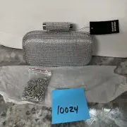 badgley mischka Silver Jewel Rhinestone handbag Clutch chain Crossbody Strap New