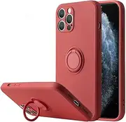 Everlab Case for iPhone 13 Pro, Smooth Silicone Bumper Full Protection Shockproof Cover with Ring Holder (Red)