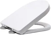 Vivo Technologies Premium D Shape Soft Close Toilet Seat, White Toilet Seat with Adjustable Stainless Hinge Quick Release, Easy Top Fixing, Anti-Bacterial Toilet Seat Cover for Family Bathroom