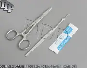 OLSEN HEGAR NEEDLE HOLDER 5.5" SMOOTH+SCALPEL HANDLE #7+5 SURGICAL BLADES #15