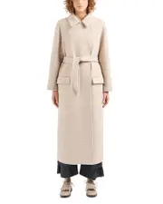 Emporio Armani Wool Melange Belted Trench Coat