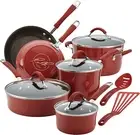 12 Piece Rachael Ray Cucina Nonstick Cookware Pots and Pans Set, , Cranberry Re