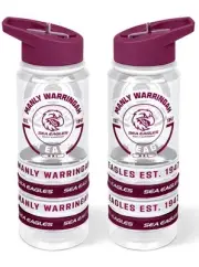 Manly Sea Eagles NRL White 650ml Tritan Bottle with Bands