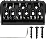 eMagTech 6 String Guitar Fixed Bridge Metal Electric Guitar Replacement Part Guitar Saddle Bridges Set for 6-String Strat Tele Style Electric Guitar Black
