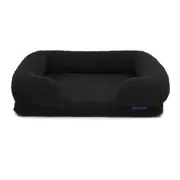 Boucle Style Teddy Fleece Memory Foam Sofa Dog Bed with Bolster (Charcoal) - Medium