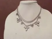 LUCKY BRAND Silver Tone Snow Flake Triple layer Necklace $39 LK2a